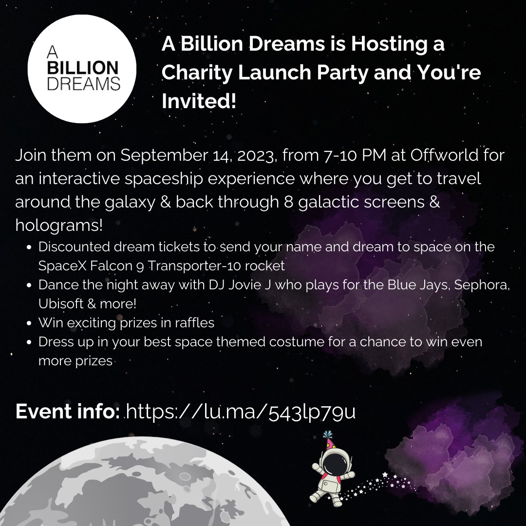 MacCSOutreach's tweet photo. Join A Billion Dreams at their launch party! @alyssiajovella https://t.co/lixAx7wmMn