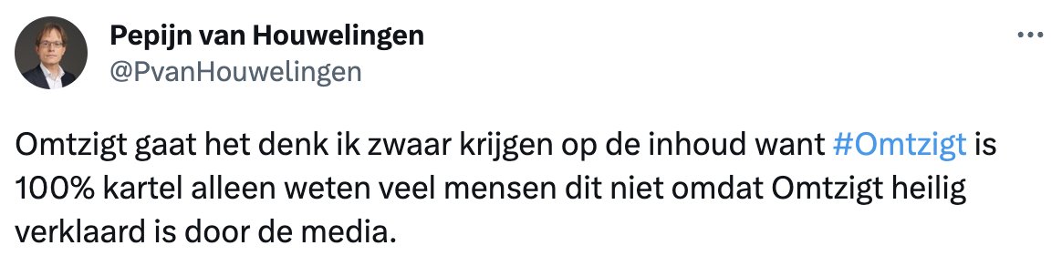 maartenhopman94's tweet photo. "Omtzigt gaat het zwaar krijgen op de inhoud" 

- Peppie van Houwelingen, augustus 2023 https://t.co/046toBWhgW