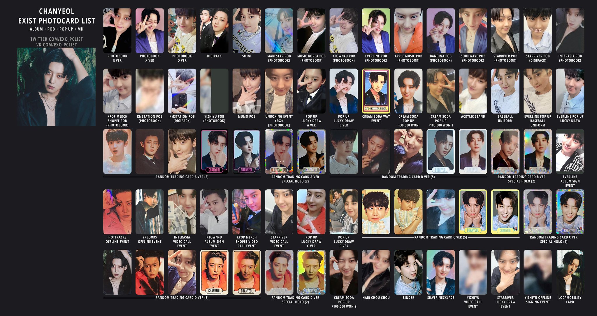 EXO's photocard lists | ot9 on X: 