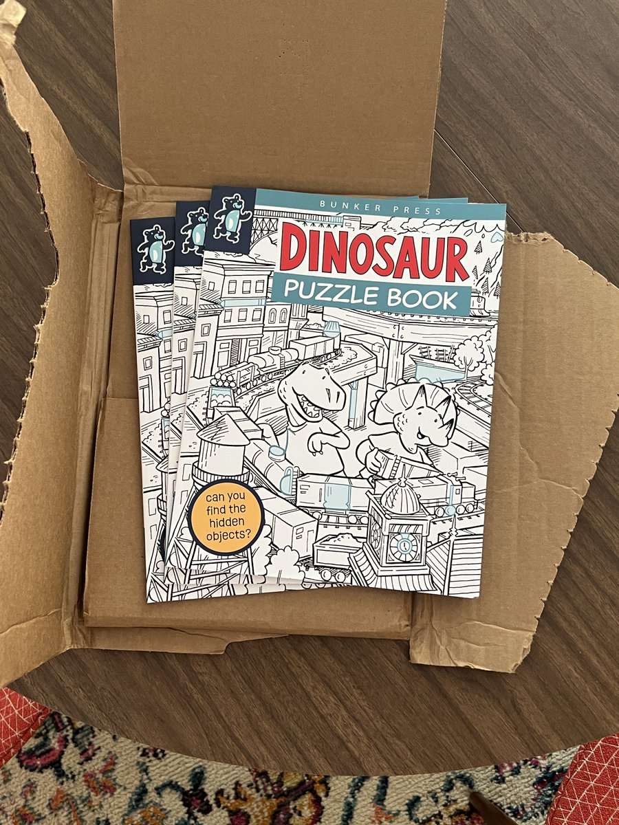 BunkerPress's tweet image. IT'S HERE!
Our "Bunker Press Dinosaur Puzzle Book" is now available!

Join T-Rex and Trey on their fun adventures, and be on the lookout for hidden objects!

Order through any bookstore or visit BunkerPressBooks.com for details

#KidsBooks #PuzzleBooks #Dinosaurs #Puzzles