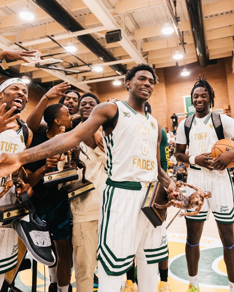 Congrats to @FrankNittyY and the Tuff Fades squad for winning the 2023 Drew League Championship. 🏆 Frank was also named Drew League MVP for the 4th time yesterday! 🏆🏆🏆🏆 #TheDrew #NoExcuseJustProduce