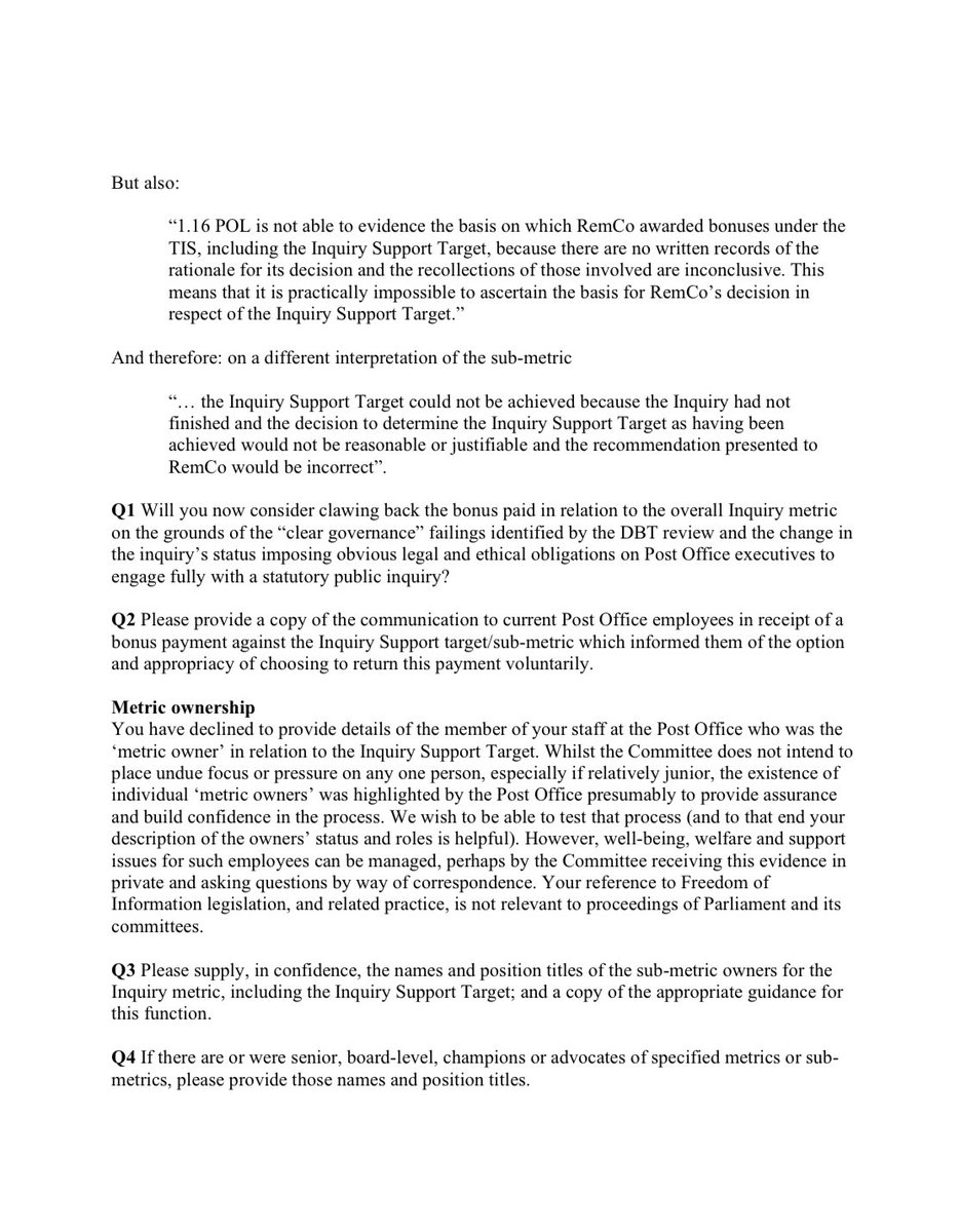 darrenpjones's tweet photo. And here is my reply on behalf of @CommonsBTC.

There are still more questions that need answering. 

And the Post Office executives should have the moral compass to know they should reply the faulty bonuses in full. https://t.co/bTI0Pk92HT