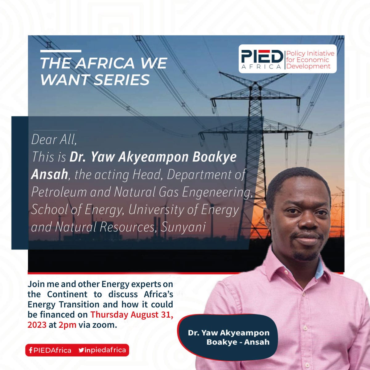 🌟 Meet Dr. Yaw A. Boakye-Ansah 🛢️ Petroleum Engineering Maverick &amp; Innovator 🔬 Join us at #AfricaWeWant as he uncovers sustainable energy solutions &amp; cutting-edge research. Don't miss his insights! 🚀🌍 #EnergyInnovation #AfricanUnion #AfCFTA #PIEDAfrica #Agenda2063