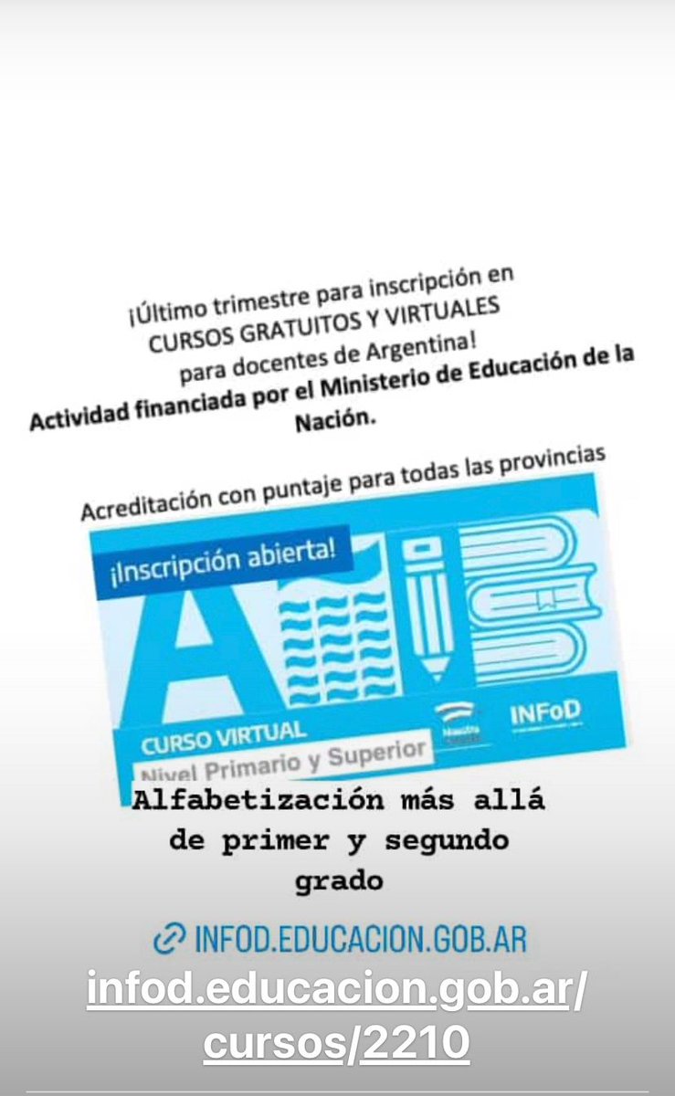 PatriaCompa's tweet photo. La formación docente gratuita es un derecho que está en riesgo.
¡¡¡Cursos gratuitos y virtuales!!!
#INFOD
#MinisterioDeEducaciónDeLaNación
@EducacionAR https://t.co/1WcFsvca5l