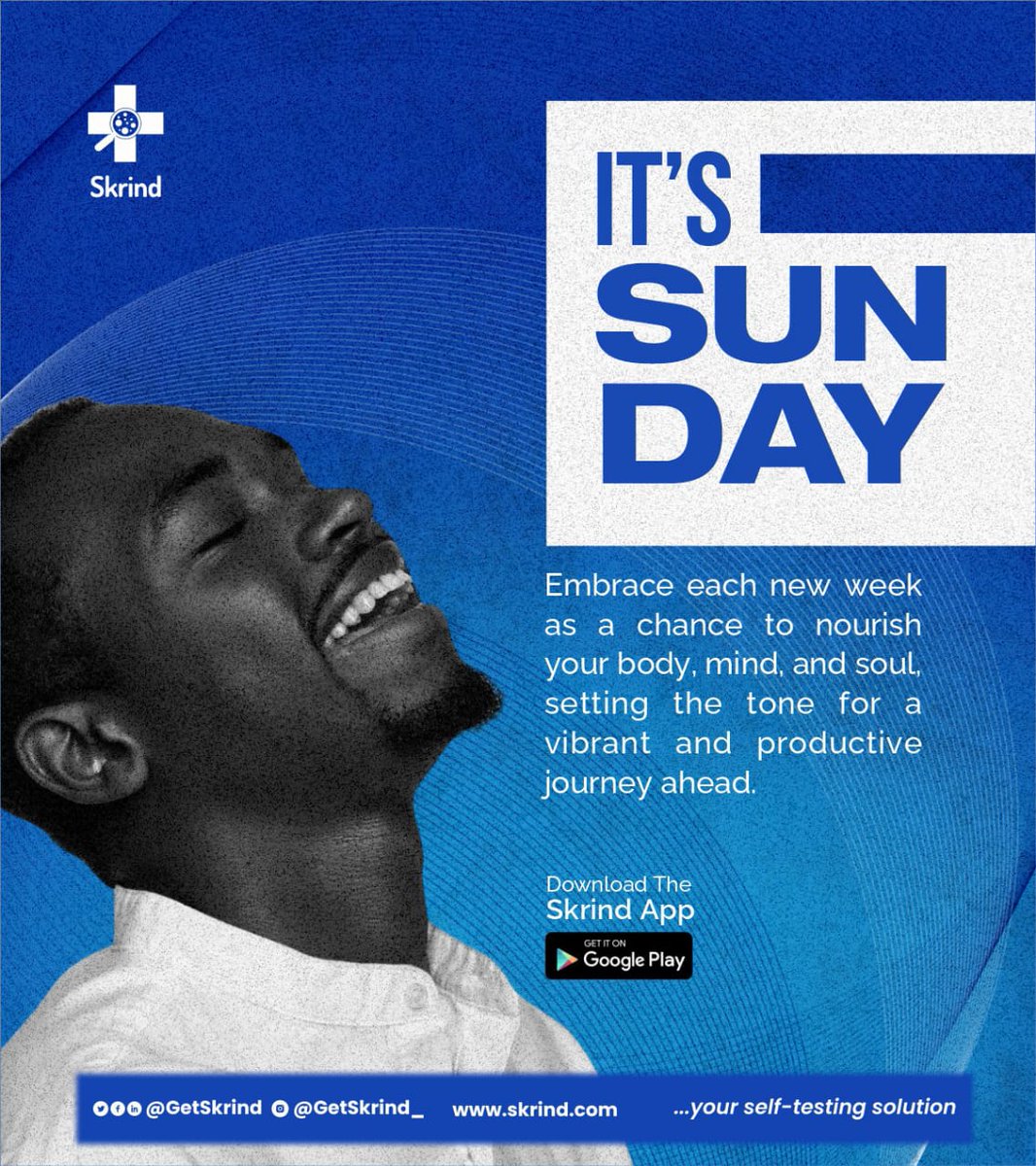 GetSkrind's tweet photo. Embrace each new week as a chance to nourish your body, mind, and soul, setting the tone for a vibrant and productive journey ahead

Happy Sunday💜
And don't forget to get your Skrind self test kit in order to keep up with your health 😁

#sunday #kit #selftest #skrind https://t.co/dXBiGmIZx2