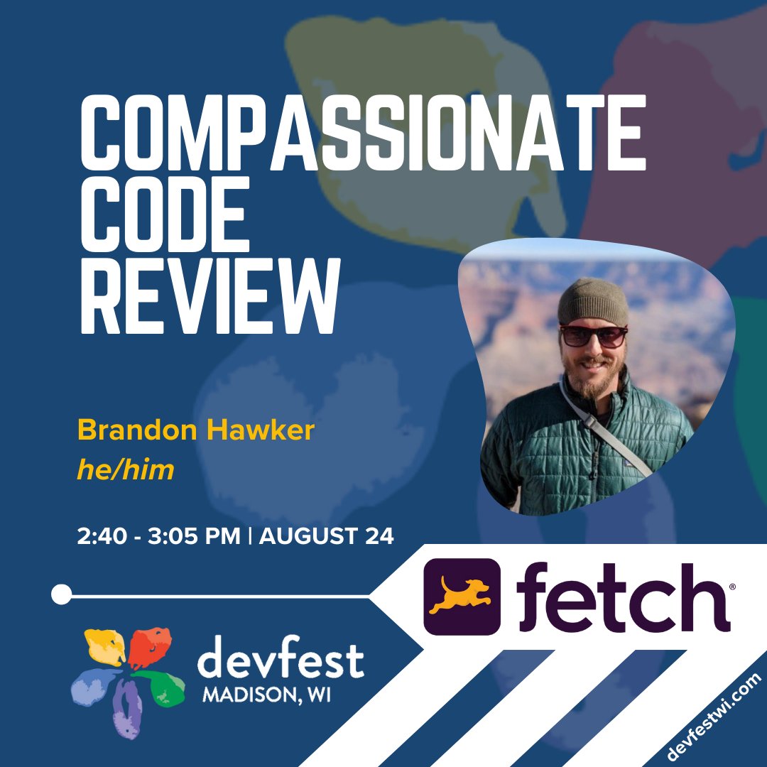 devfestwi's tweet photo. DevFest WI 2023 is TOMORROW (!!!), and we'd like you to meet our final three speakers: Brandon Hawker (he/him), Paul Pham (he/him) and Ross Larson (he/him). To learn more about their talks and purchase tickets, visit https://t.co/VOqHB1BCSW!

#devfest2023 #devfestwi https://t.co/sBmmqFyeL9