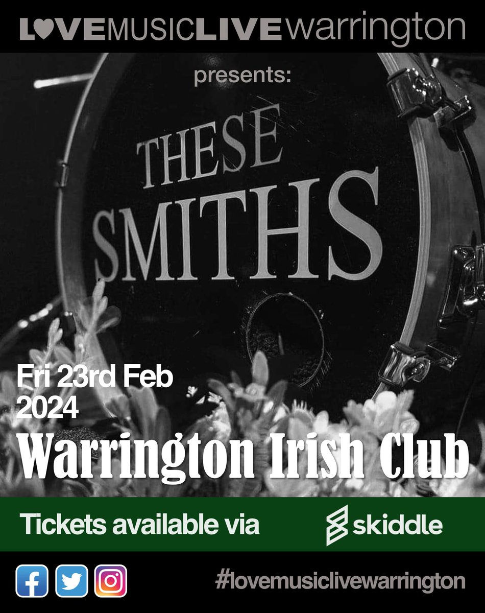 THESE SMITHS return to Warrington Irish Club the week The Smiths debut album turns 40 years old! skiddle.com/whats-on/Warri…