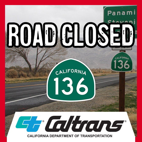 Caltrans9's tweet photo. ATTN DRIVERS: Due to heavy flooding, State Route 136 is CLOSED between Lone Pine and the junction of State Route 190. Visit https://t.co/B2JpeeMNjJ for the latest on road conditions. Follow @NWSSPC for updates on #HurricaneHilary. https://t.co/JIMwYSwwov