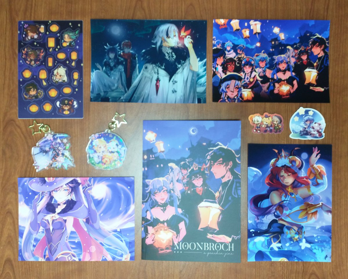 Wonderful work was done with the theme of darkness and illumination for <a href="/moonbrochzine/">Moonbroch:Project Wrapped</a>'s zine, with plenty of quality merch included in this big beautiful bundle! And is that Arlecchino that I spot? 👀 This... is very important to me...

Ahem, anyway! Very nice work, everyone. 😊