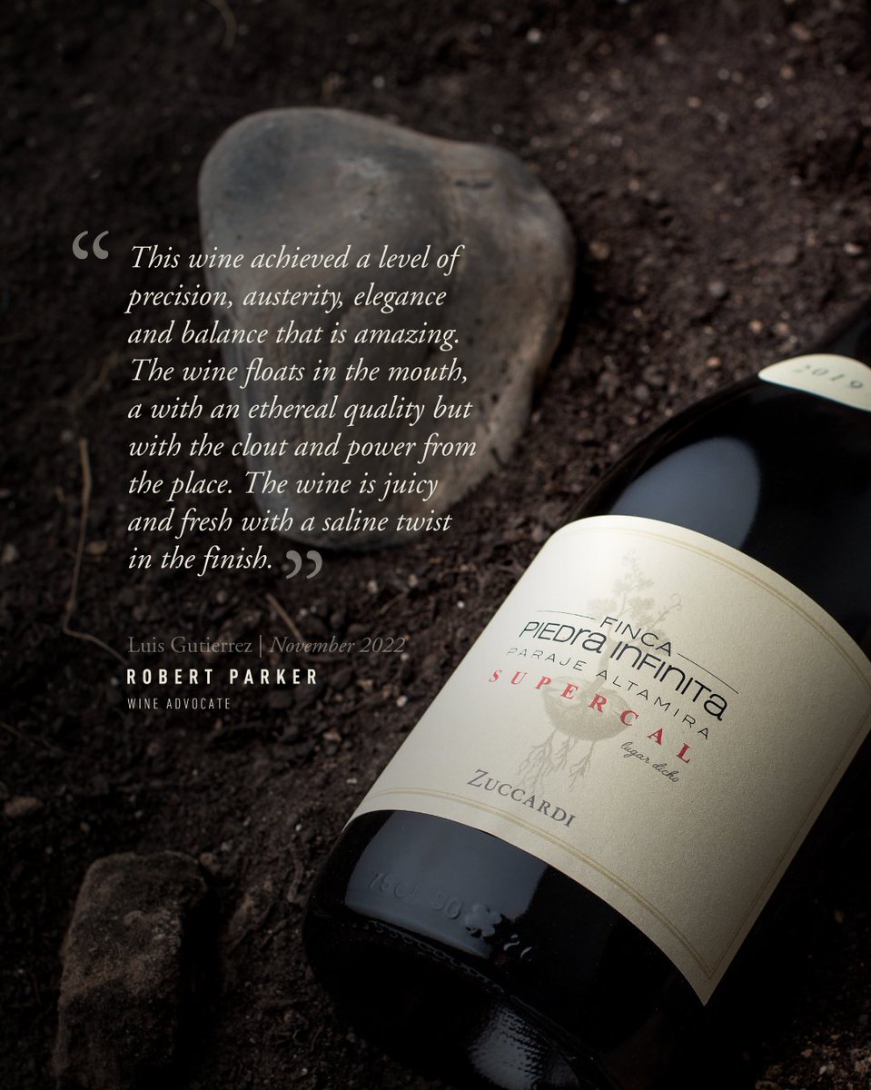 Somos la única bodega en Argentina con 3 vinos premiados 100 puntos Robert Parker | Wine Advocate.

Hoy te invitamos a conocer las notas de cata de Finca Piedra Infinita Supercal 2019.