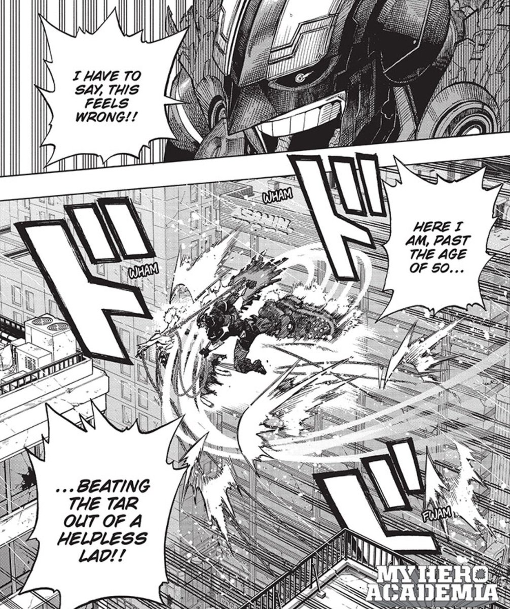 ShadzMangaOnly's tweet photo. Never thought I'd see this trope flipped.. 😂 And with Allmight of all people..
#MHA397 #ShadzMHA #MyHeroAcademia397 https://t.co/NWJDRndc99