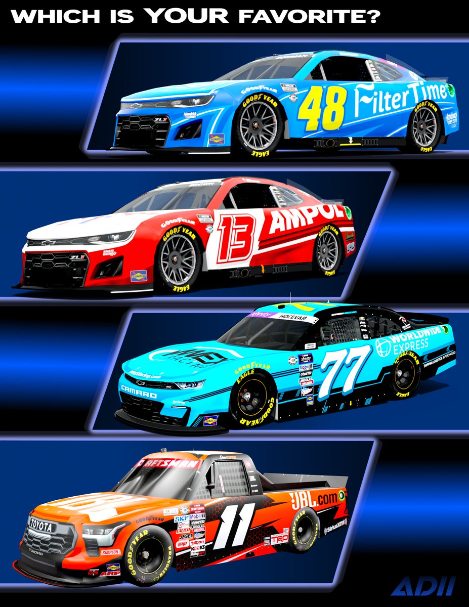 AD2_Designs_'s tweet photo. Made four more concept designs over the last week? Leave a comment telling me your favorite one!
#NASCAR75 #WatkinsGlen #ConceptArt #GraphicDesign #Poll #NASCARPlayoffs #HeyLefty https://t.co/HLgVC6lhTL