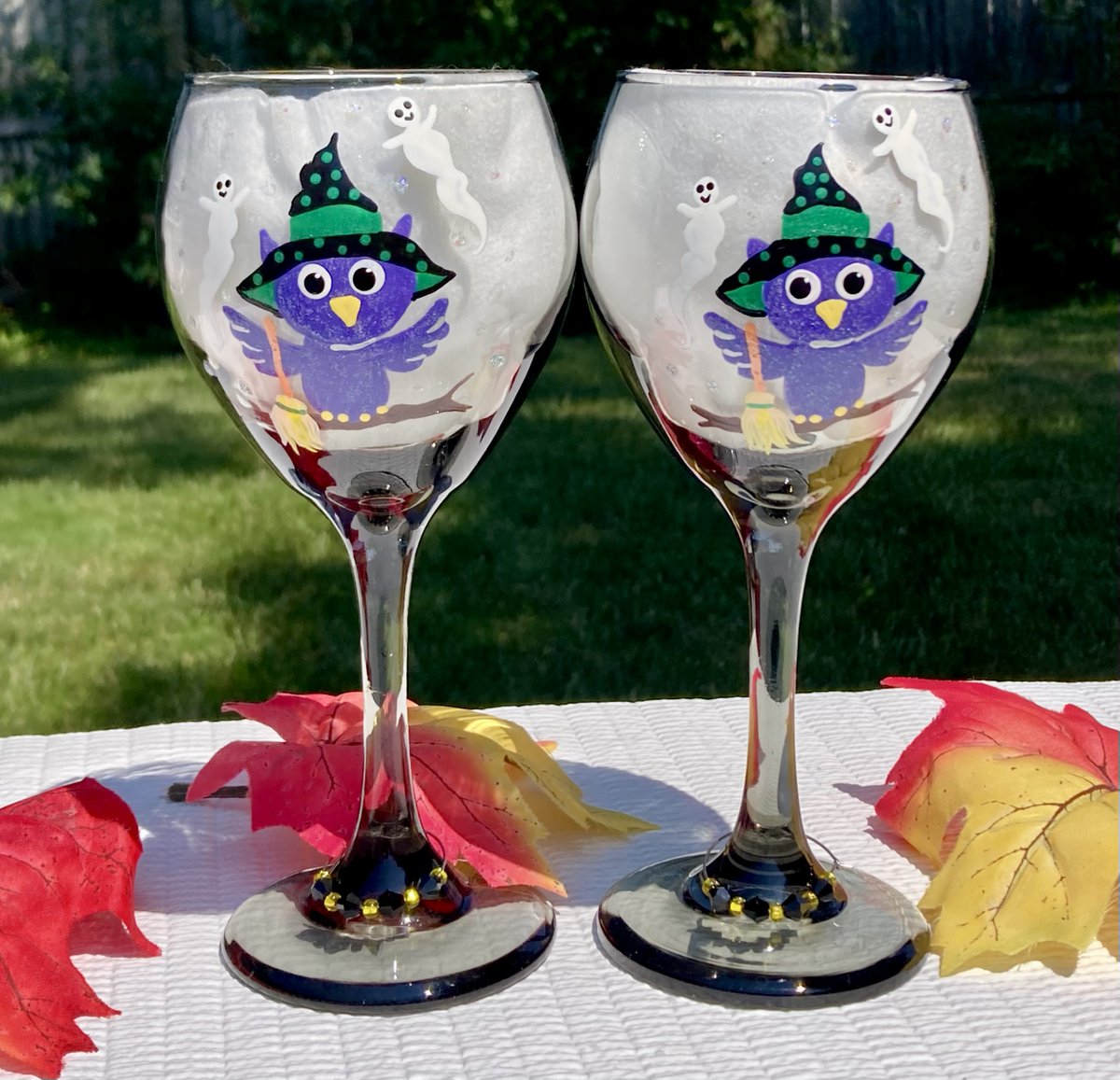 etsy.com/listing/153558… #halloween #halloweenglasses #halloweengift #SMILEtt23 #octoberbirthdaygift #purpleowls #alloweenowls