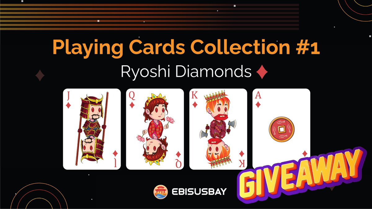 EbisusBay's tweet image. BIG NEWS = BIG GIVEAWAY👑

Celebrating Ebisu's Bay first Playing Cards Collection: Ryoshi Diamonds♦️ 

Dropping on August 22nd | 8PM UTC

Win
1500 $FRTN (100 x 15 winners)

Rules
1⃣Follow @EbisusBay
2⃣Like + RT + Tag 3 #crofam 
3⃣Comment $FRTN

Winners will be announced at mint!