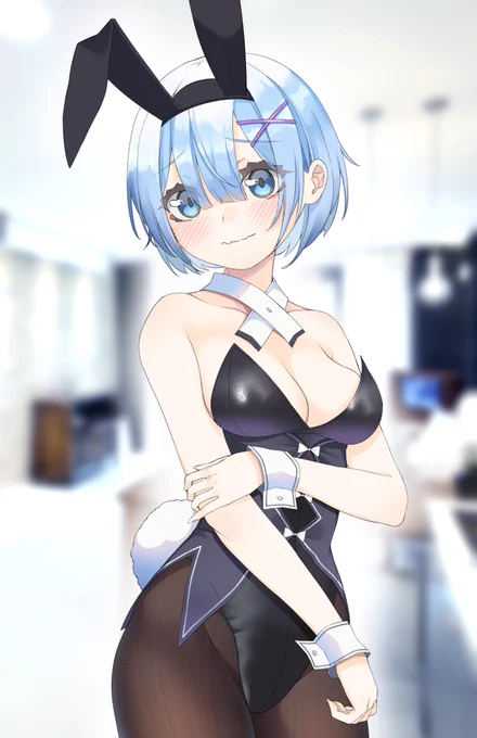 昨年の絵をリタッチ#バニーの日 #レム 