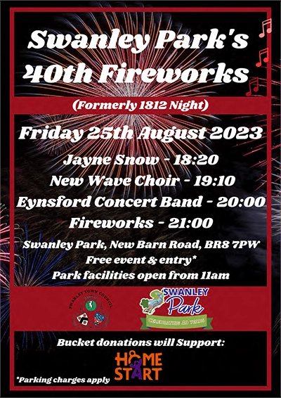 EynsfordBand's tweet photo. It's the annual fireworks at Swanley Park this Friday 25th August. We'll be playing a programme of favourites, culminating with a spectacular musical firework finale. Best of all - it's totally free!  #swanley #fireworks #music https://t.co/FPHNRXcN7Z