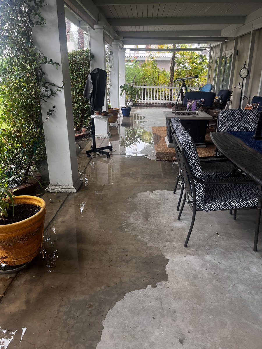 The rain is just starting in #ranchomirage and my porch is flooding already