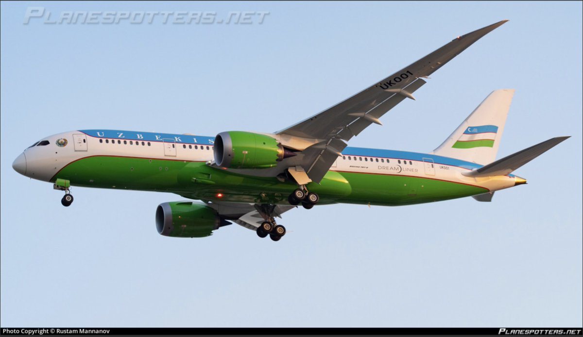 TheSnoopySnoop's tweet photo. #UZB1 Government of the Republic of Uzbekistan Boeing 787-8 Dreamliner #507C4F UK001 👀

Airborne from Budapest, Hungary &amp; heading over Romania. Arrived Budapest yesterday from Tashkent

#avgeek #planespotting https://t.co/o2ZqUyRZt6