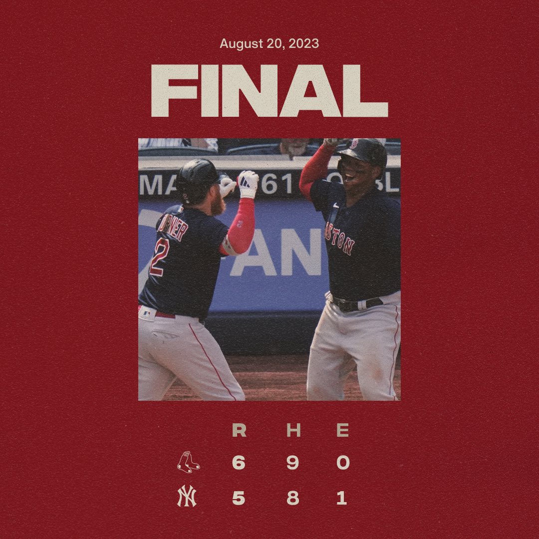 RedSoxBeisbol's tweet photo. 🧹 
FINAL: Yankees 5, #MediasRojas 6. https://t.co/9kLuQmiWXu