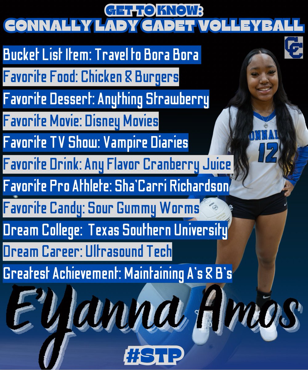 <a href="/MeghanPol_/">Meghan</a> <a href="/reeeeeupppppp/">Coach Snell 2.0</a> <a href="/ChandlerSharp13/">Chandler Sharp</a> <a href="/rearee_/">Coach Reed</a> <a href="/GerikTerry/">Terry Gerik</a> <a href="/CCadetAthletics/">Connally Athletics</a> <a href="/ConnallyISD/">Connally ISD</a> <a href="/connally_hs/">Connally High School</a> <a href="/Hermpereira25/">Hermann Pereira</a> Meet <a href="/EyannaAmos/">E’Yanna Amos</a> 💙💪🏽🏐 #STP

<a href="/reeeeeupppppp/">Coach Snell 2.0</a>  @chandlersharp13 <a href="/rearee_/">Coach Reed</a> <a href="/GerikTerry/">Terry Gerik</a> <a href="/CCadetAthletics/">Connally Athletics</a> <a href="/ConnallyISD/">Connally ISD</a> <a href="/connally_hs/">Connally High School</a> <a href="/Hermpereira25/">Hermann Pereira</a>
