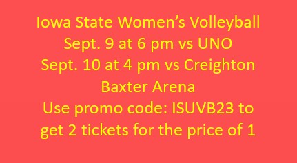 OmahaCBCyclones's tweet photo. Cheer on the Volleyball team. Get tickets at:
For Saturday
https://t.co/gdlKwcKkkN
For Sunday
https://t.co/R9aDicp5lG https://t.co/7akeaFV0ks