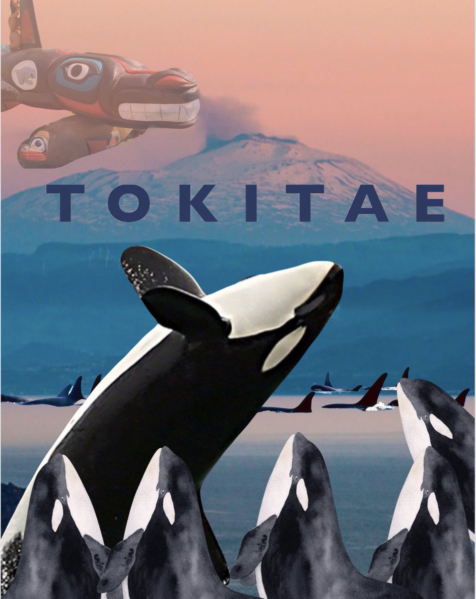 Spiceoflikes's tweet photo. A picture I created honoring Toki. We need to make sure that we don’t forget the LUMMI  Nation that fought so hard to bring her back. The totem in the sky is the one the created in her honor. #Toki #LummiNation #Lolita #MiamiSeaquarium #Tokitae https://t.co/lOFYb6uMtY