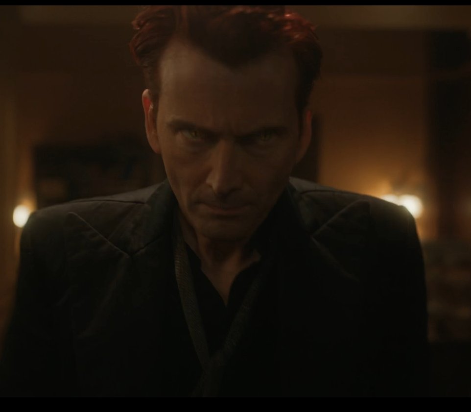 SebTheSmoll's tweet photo. I love their faces right after their fight, LOOK AT HOW MAD CROWLEY IS! And how big Aziraphale's eyes are when he watches Crowley storm off. It's so cartoony, I LOVE IT SM! https://t.co/qchTJAvDEh