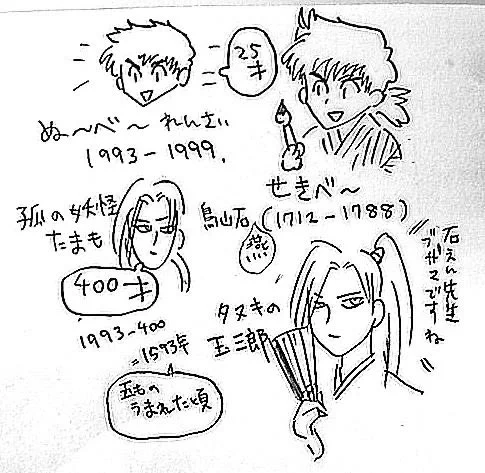 ぬ～べ～と玉藻、せきべ～と玉三郎の年齢について以前まとめたもの 