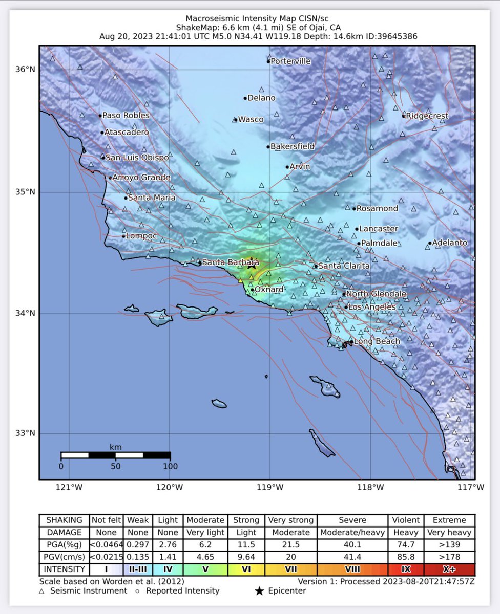 USGS_ShakeAlert's tweet image. Good afternoon Southern CA. Did you feel the magnitude 5.1
earthquake about 4 miles southeast of Ojai at 2:41 pm.  #ShakeAlert system was activated. See: earthquake.usgs.gov/earthquakes/ev… @Cal_OES @CalConservation @CAGeoSurvey