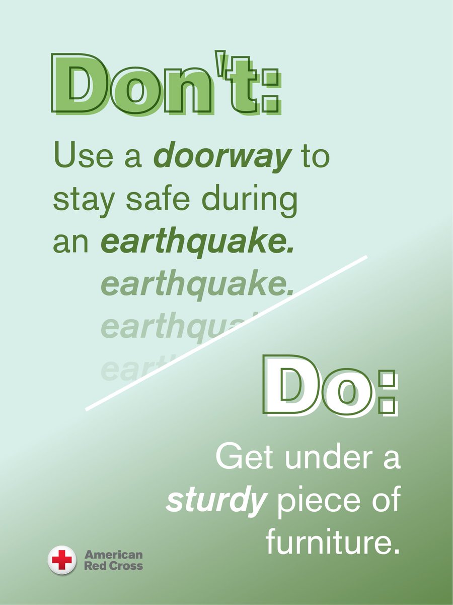 RedCrossCCR's tweet photo. Did you feel the #earthquake? Remember, when an earthquake hits, DROP-COVER-HOLD on until the shaking stops. Make sure you know what to do before the next one hits. Review our safety tips at https://t.co/x5rtvJfz7l https://t.co/qBvm8xPlnK