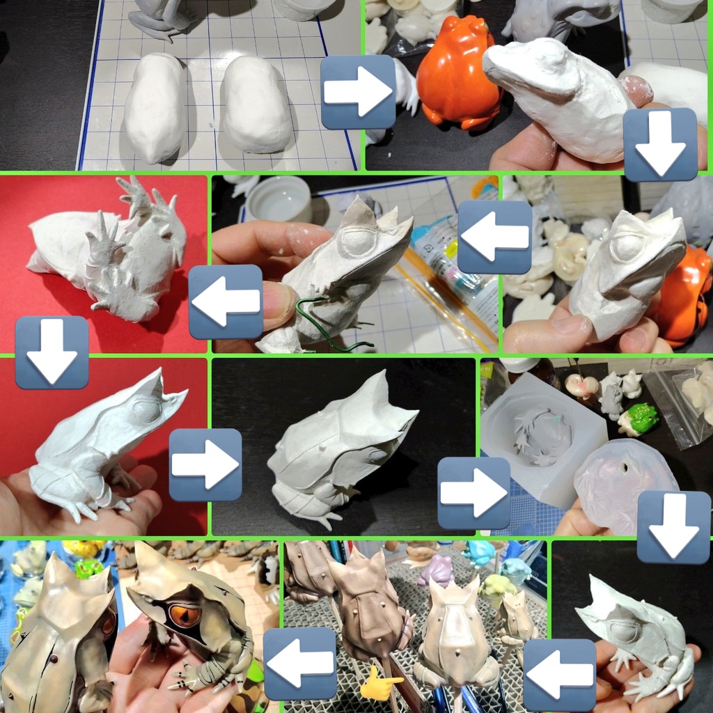 keroruan's tweet photo. デビューまで製作過程をあまり出せないのって、こんなにもストレスになるなんて🥹
公開用に座敷シリーズの何かを
同時に進めようかとか
またドMな自分が見え隠れ
#ハンドメイド #handmade
#かえる #カエル #蛙
#frogs #frog #ドール #Doll
#clay #scalpey #scalpt
#molding #造形 #粘土 #スカルピー https://t.co/7u20QXcntO
