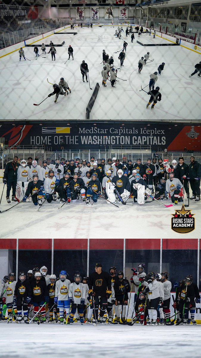 Capitals's tweet photo. This weekend saw the Capitals host 115 minority youth hockey players for the inaugural #CapsRisingStars Academy clinic at MedStar Capitals Iceplex. 

The two-day camp focused on physical and mental strength as well as social discussions around hockey culture. 

#ALLCAPS https://t.co/a7hwPHSfJJ
