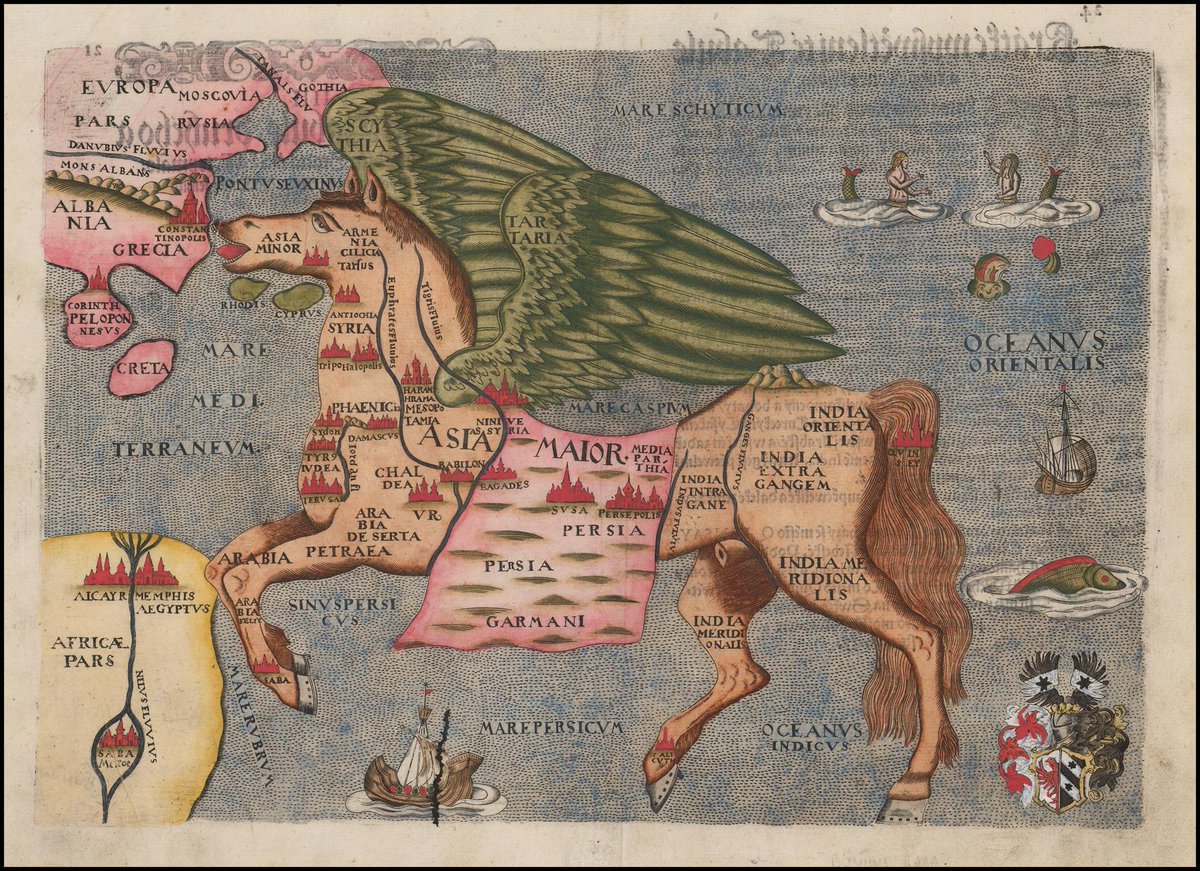 vintagemapstore's tweet photo. Asia in the Form of Pegasus (1581) https://t.co/7PxhcGNJsr