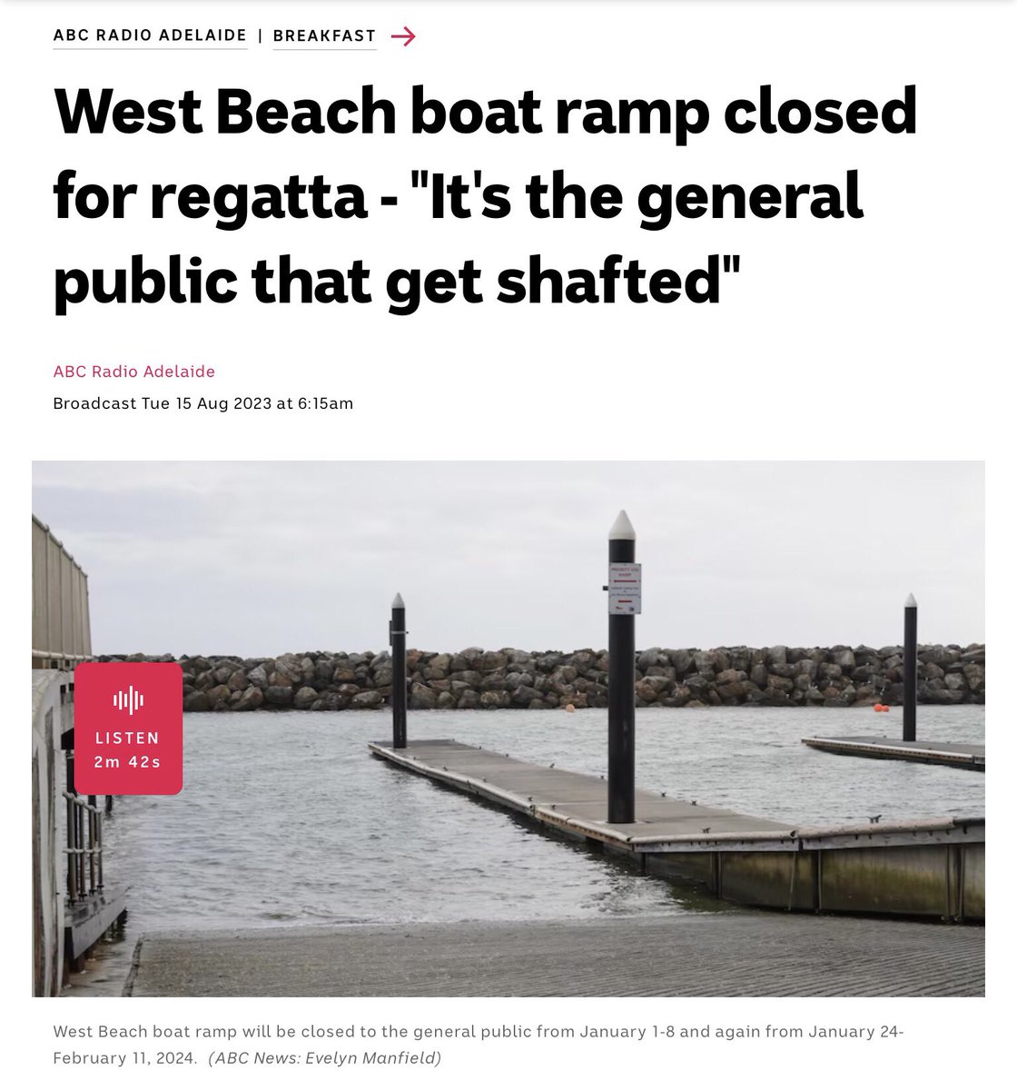 psossic's tweet photo. Hey @KevCorduroy @TKoutsantonisMP …surely this isn’t right is it. Pontoon out at North Haven, O’Sullies under construction, West Beach taken over by yachts. All during the busiest time of the year Xmas to end January. Surely nobody’s that silly to let this happen….are they? 🤷���♂️ https://t.co/OTSlkRcXcf