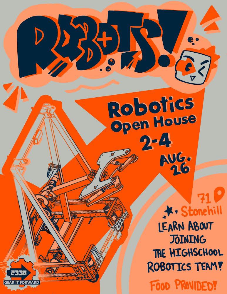 2338 invites SD308 high school students to come to our open house on August 26th from 2-4pm and learn more about our team and what we do!!! Food will be provided🌭
RSVP here docs.google.com/forms/d/e/1FAI…

#FIRSTisforeveryone