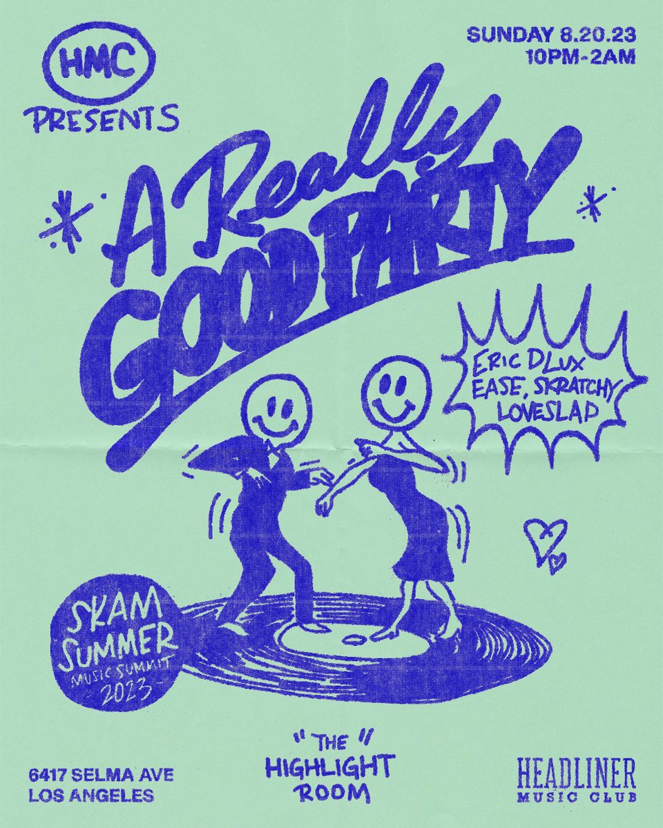 Headliner Music Club (@hmcheadliner) on Twitter photo See You Tonight ✨ HMC Presents: A Really Good Party with DJ sets from <a href="/EricDlux/">ERIC DLUX</a>, <a href="/DJEASE/">International Ease</a>, <a href="/djsKratchy/">Skratchy</a>, & #Loveslap 😄 Find us at #SKAMSummer Music Summit 2023 inside <a href="/HighlightRoom/">The Highlight Room</a>! See You Tonight ✨ HMC Presents: A Really Good Party with DJ sets from <a href="/EricDlux/">ERIC DLUX</a>, <a href="/DJEASE/">International Ease</a>, <a href="/djsKratchy/">Skratchy</a>, & #Loveslap 😄 Find us at #SKAMSummer Music Summit 2023 inside <a href="/HighlightRoom/">The Highlight Room</a>!