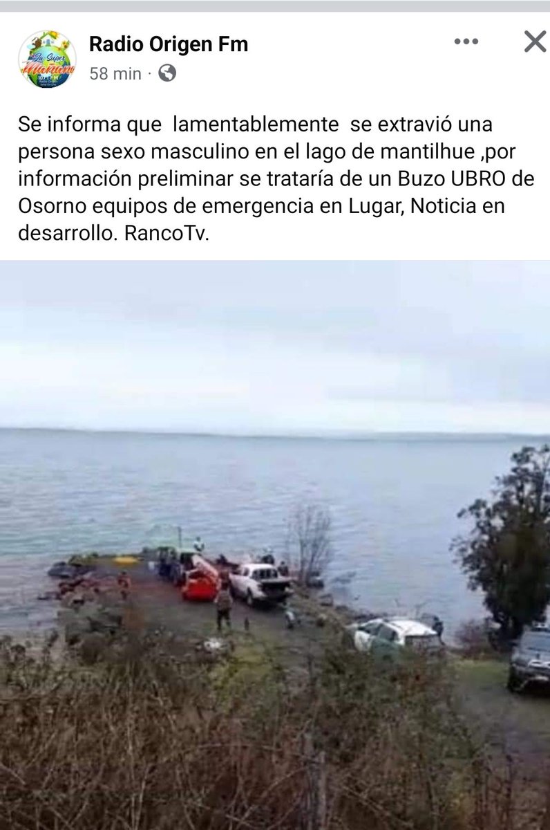Equipos de emergencias trabajan en la Búsqueda de persona extraviada en el lago Puyehue, sector Mantilhue. Preliminarmente se informa que se trataría de un Buzo de la Unidad UBRO  <a href="/biobio/">BioBioChile</a> <a href="/Geosorno01/">🚨Emergencias Osorno GEO</a> <a href="/meganoticiascl/">Meganoticias</a>  <a href="/24HorasTVN/">24 Horas</a> <a href="/reddeemergencia/">Red de Emergencia ONG</a> <a href="/InformaAlMinuto/">Informa Al Minuto</a> <a href="/BomberosdeChile/">Bomberos de Chile</a>