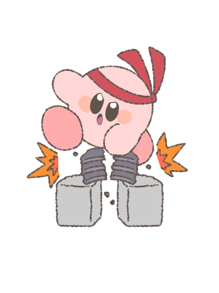 kirby no humans solo simple background white background open mouth headband black eyes  illustration images