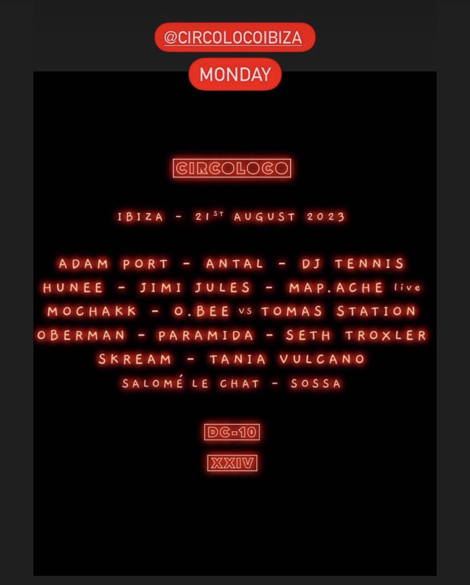 Circo loco Ibiza this monday