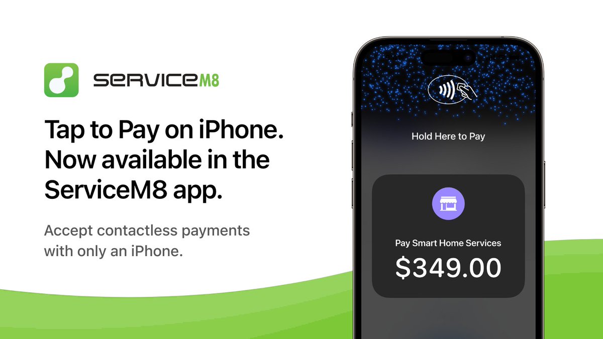 We’re thrilled to announce you can now enable Tap to Pay on iPhone in the latest ServiceM8 app, and start accepting contactless payments with only your iPhone — no extra terminals or hardware needed. Launching in Australia &amp; the United States. Learn more:  servicem8.com/tap-to-pay-on-…
