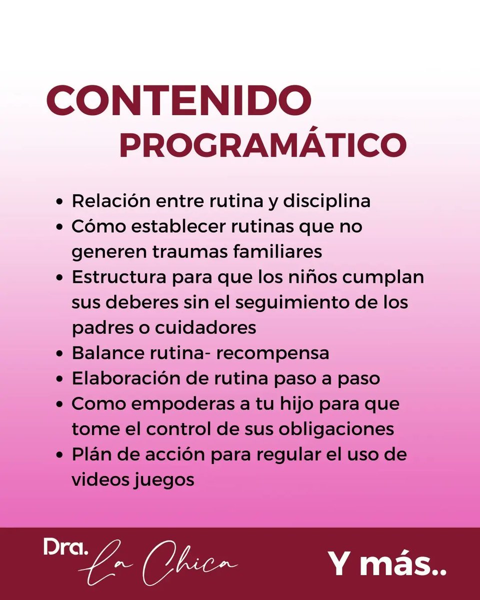dralachica's tweet photo. “La Fórmula para Mantener una Rutina” +Disciplina -video juegos

El 4 de Septiembre y 11 de septiembre a las 7:00pm hora venezuela /. Miami 

Aprovecha el 10% de descuento que tengo para quienes reserven esta primera semana de preventa. https://t.co/CD22IHVBwe