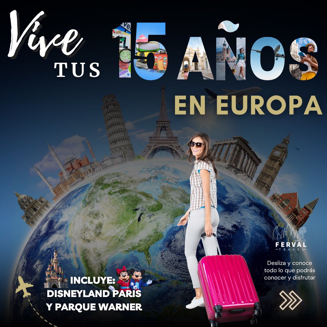 👸🏻Haz que tus princesas vivan la mejor experiencia de su vida! Un viaje espectacular por Europa!! Bloquea ya su espacio para 2024

 #quinceañera  #viajedequinceañeras  #quinceañerasaeuropa  #travel #vacaciones #viajes #viajarnoesunlujoesunanecesidad  #agenciadeviajes #europa