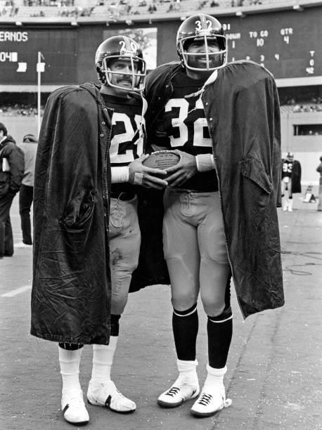 In 1976 the Pittsburgh Steelers became only the second team in NFL history to have multiple 1,000 yard rushers in the same season. • Franco Harris - 1,128 rushing yards and 14 rushing TDs. • Rocky Bleier - 1,036 rushing yards and 5 rushing TDs.