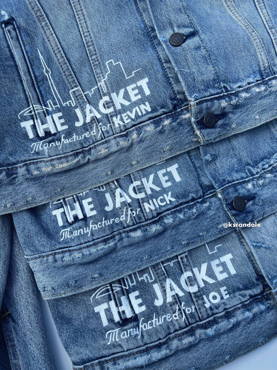 kscandale's tweet photo. THE JACKETS 💛❤️💙 
Manufactured for @jonasbrothers @nickjonas @joejonas @kevinjonas !

3 Hand-painted custom denims designed and made by me! The denims were commissioned by the Toronto Blue Jays for their Toronto Show! 🇨🇦
#JonasBrothers #jbros #toronto #thetour https://t.co/s1GBDXhpvl