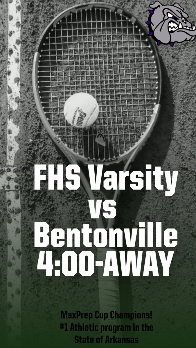 FayBulldogs's tweet photo. Varsity Tennis will head to Bentonville on Monday. First set is scheduled for 4:00pm. Good luck to our Varsity teams! https://t.co/6lsmJ99hTz