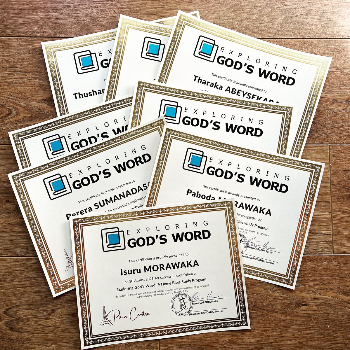 Every week around 20 home bible studies are being taught out of Paris Centre Church. We love handing out certificates of completion and watching people grow in their faith!!