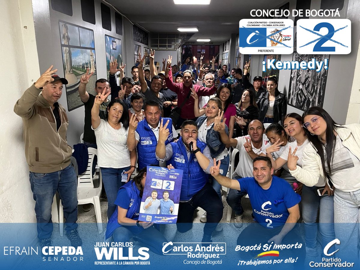 juanchowills's tweet photo. 📍Kennedy, Bosa, Ciudad Bolívar, Rafael Uribe Uribe, Usme, Fontibón, Antonio Nariño, Santa Fé, Puente Aranda y a todas las demás localidades, ¡GRACIAS! por tanto apoyo, compromiso y por abrirle las puertas a este equipo Conservador 💙

🗳️ #VotaC2✌️🦁 ¡@carlosandresrco, el León Conservador!

👀 Ver más https://t.co/2KN6kzrHRL