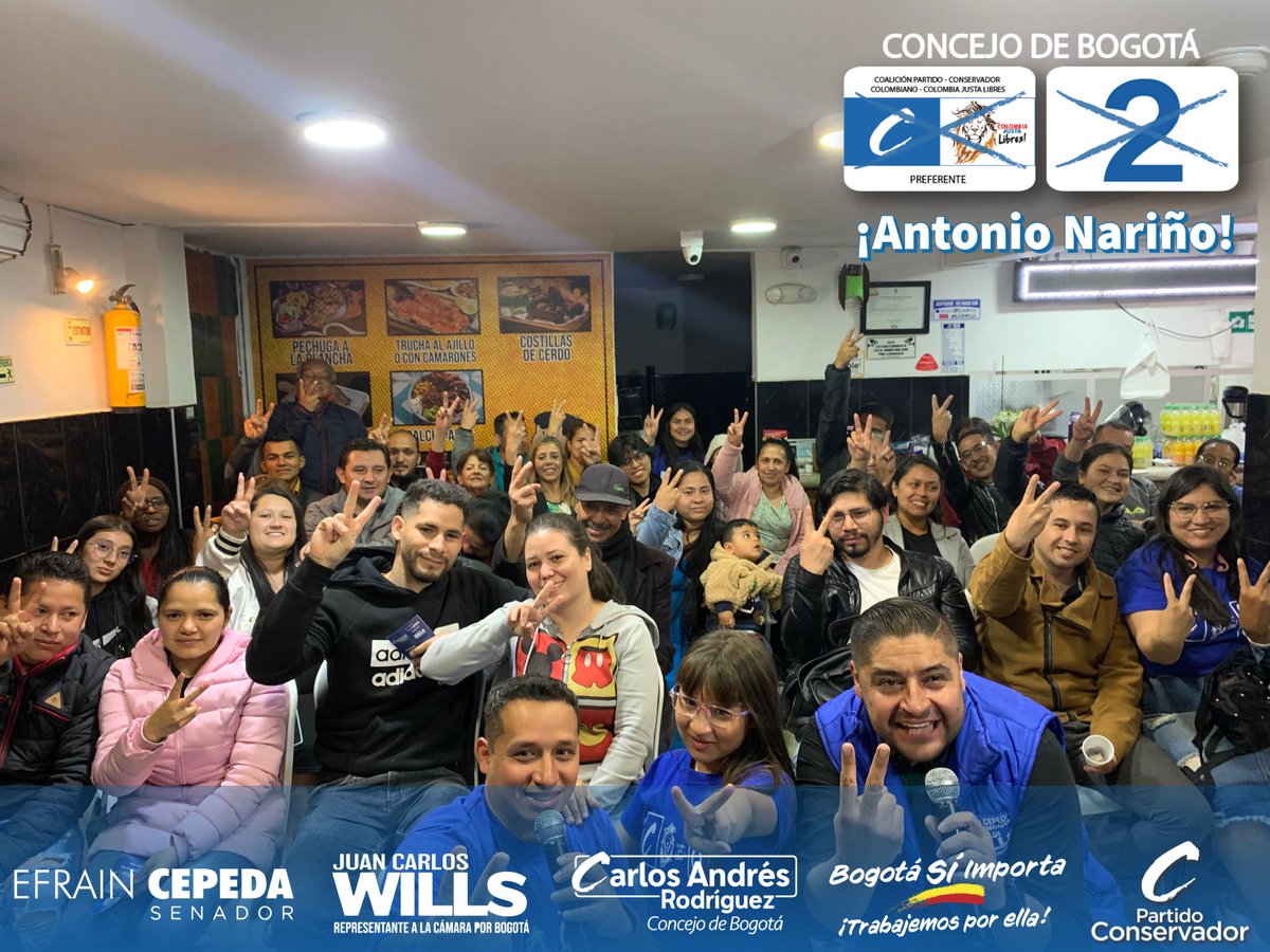 juanchowills's tweet photo. 📍Kennedy, Bosa, Ciudad Bolívar, Rafael Uribe Uribe, Usme, Fontibón, Antonio Nariño, Santa Fé, Puente Aranda y a todas las demás localidades, ¡GRACIAS! por tanto apoyo, compromiso y por abrirle las puertas a este equipo Conservador 💙

🗳️ #VotaC2✌️🦁 ¡@carlosandresrco, el León Conservador!

👀 Ver más https://t.co/2KN6kzrHRL