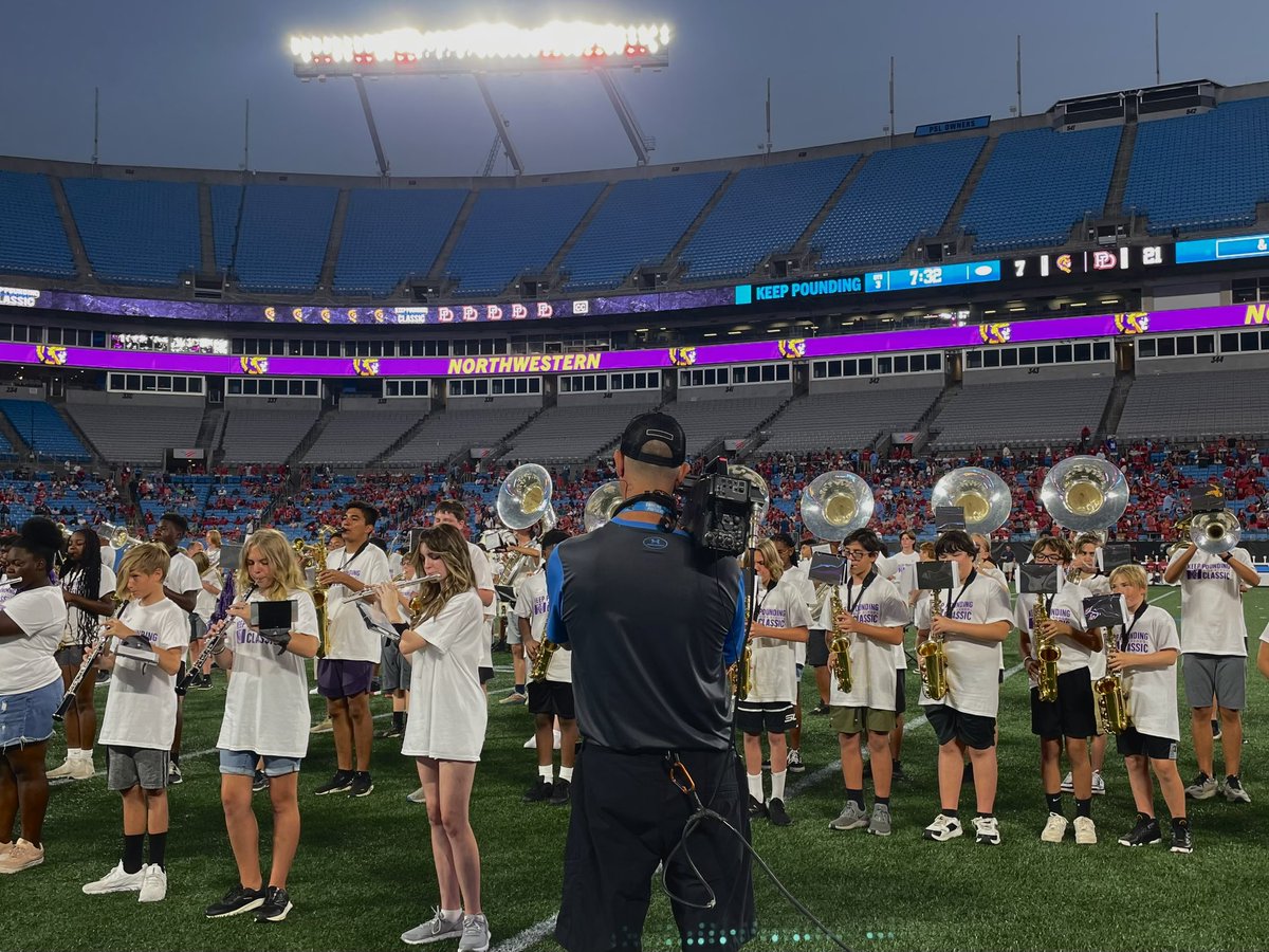 NHSBands's tweet photo. Purple Regiment at Bank Of America Stadium for Keep Pounding Classic. https://t.co/7NoC618LUJ
