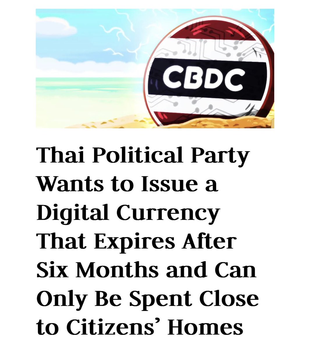 JUST IN: Under the proposed plan, every 🇹🇭 Thai citizen older than 16 with a digital wallet app on their phone would receive $280 worth of #CBDC 👀 However they have to spend it within six months and also within a 4-kilometer radius of their residence. 😮